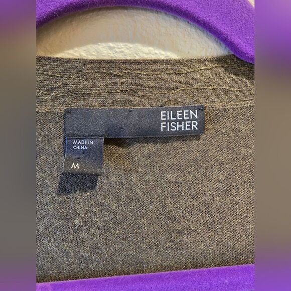 Eileen Fisher System Sequin Button Up Cardigan Olive Cotton Cashmere Medium - Picture 2 of 3